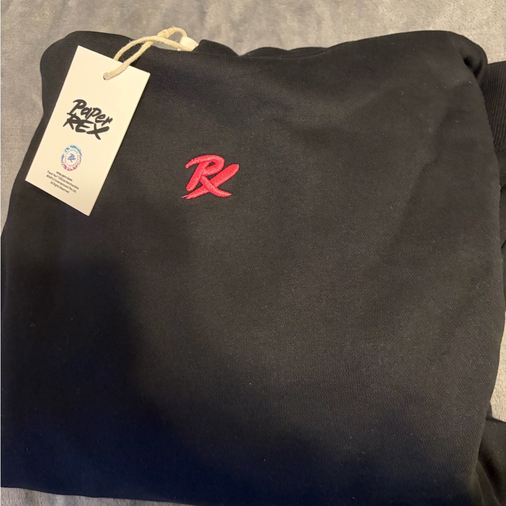 Mens/ unisex Black Hoodie with Pink PRX Embroidery